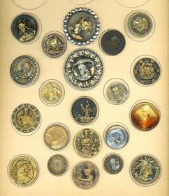 A card of division one assorted pictorial buttons