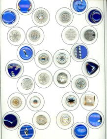 A card of division three glass buttons.