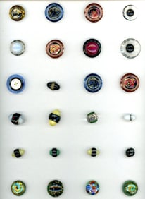 A card of division 1 and 3 assorted glass buttons