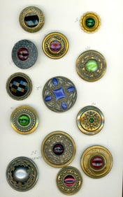 A small card of division one large jewel buttons