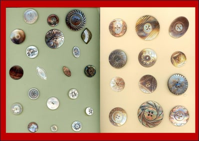 2 Cards of assorted division one & three pearl buttons