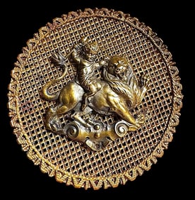 A division one pictorial cherub brass button
