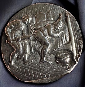 A division one silver pictorial button