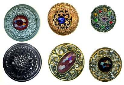 A partial card of division 1 & 3 jeweled buttons