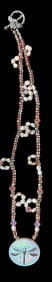 Baroque style pearl & glass bead necklace with a button