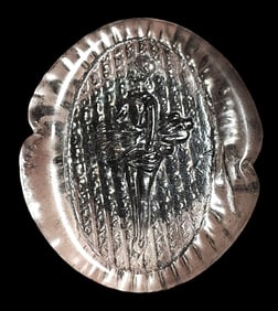 A division three pictorial English glass button