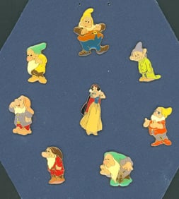 A set of Snow White and the 7 Dwarfs Buttons