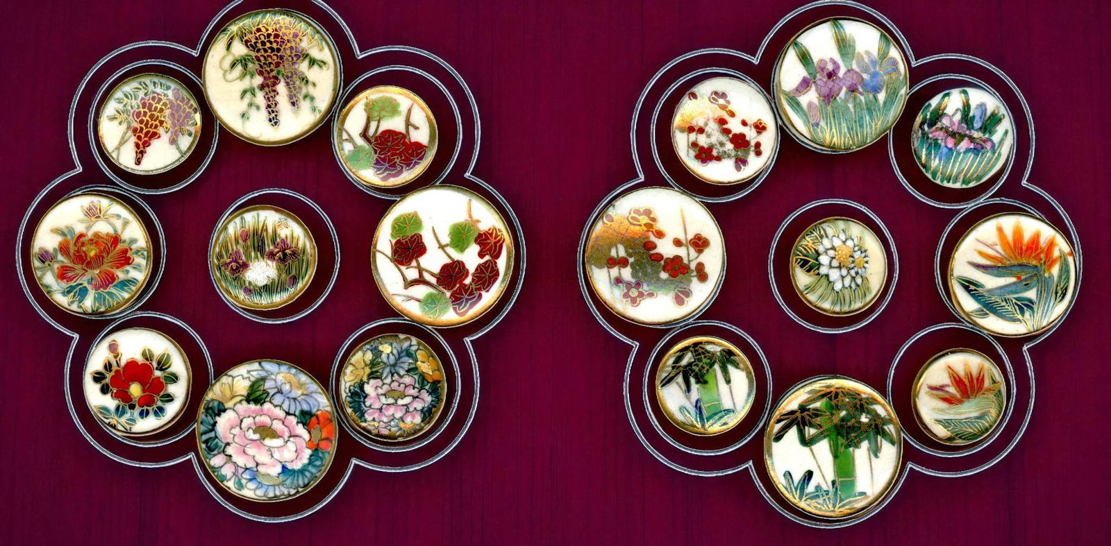 A small card of division three Satsuma buttons (1 of 4)