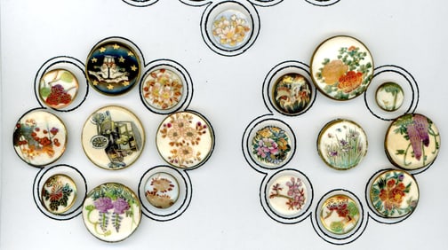 A partial card of division three Satsuma buttons