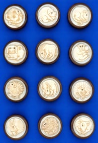A complete set of division three Zodiac Buttons