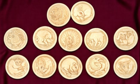 A complete set of division three Zodiac Buttons