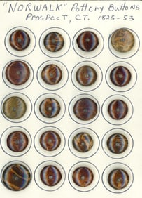 A card of division one pottery buttons