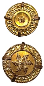 A small card of division one wood back buttons