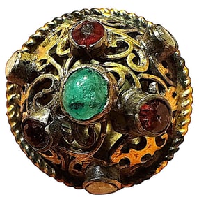 A division one jeweled ball shaped button