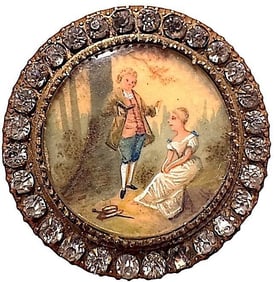 A division one hand painted under glass button