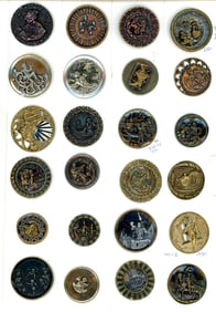 A card of division one metal pictorial buttons