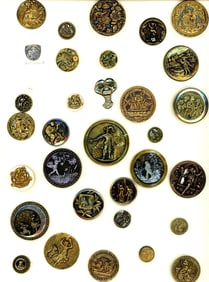 A card of division 1 & 3 assorted pictorial buttons
