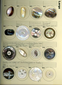 A card of division one and three pearl buttons