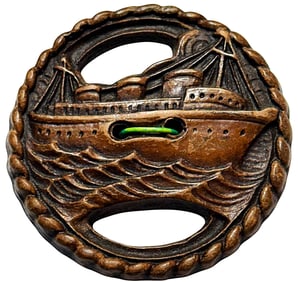A division three pierced pictorial button