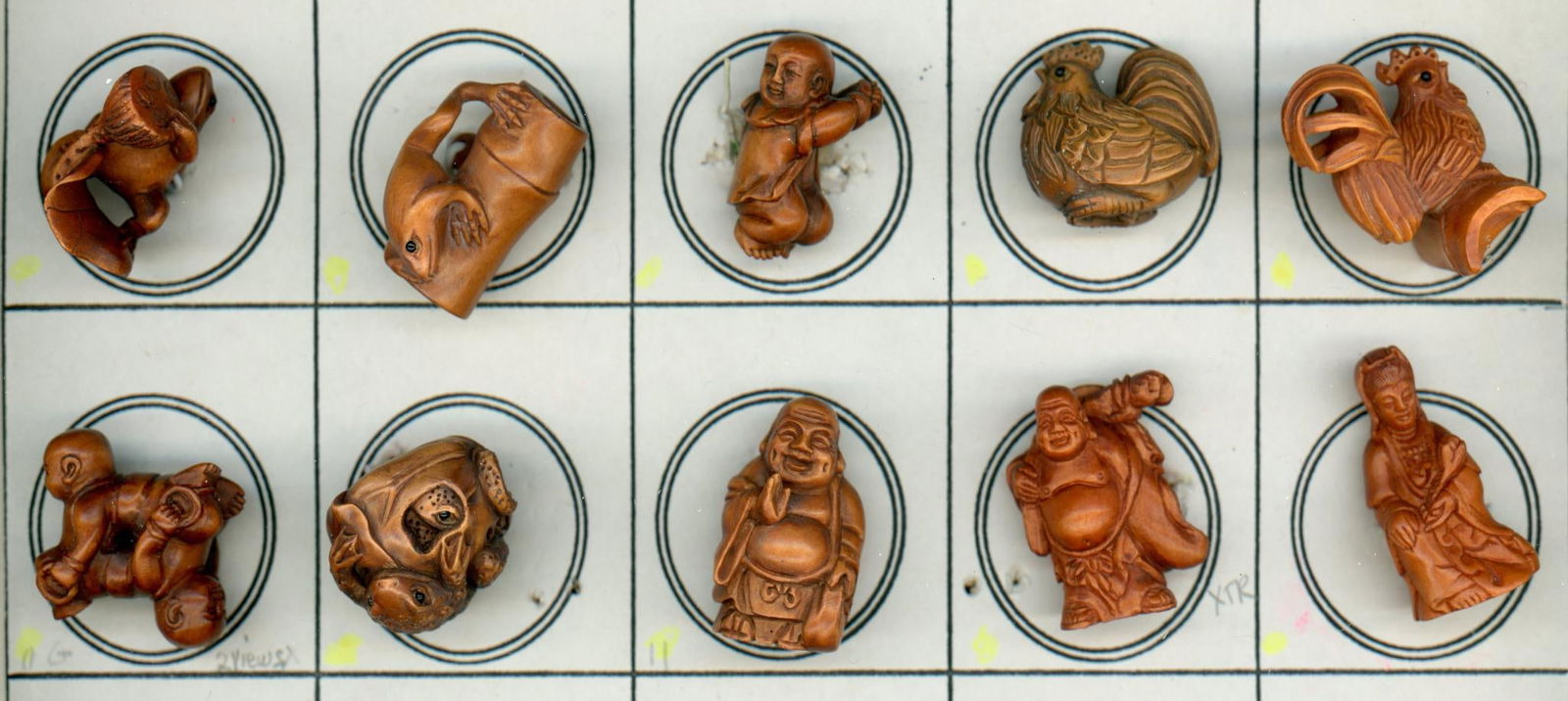 A partial card of division three Boxwood buttons (1 of 4)