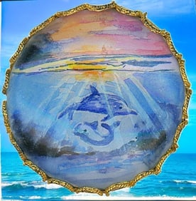 A div.3 reverse painted glass button