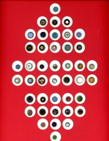 A card of division one glass in metal buttons