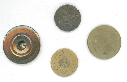 A small card of division one engraved metal buttons