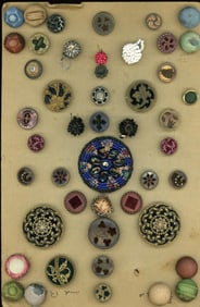 A card of division one fabric buttons