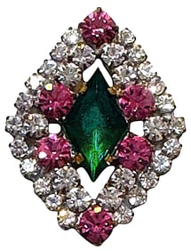 A division three colorful jeweled button