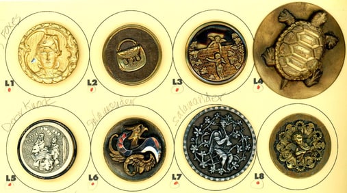 A small card of division 1 & 3 mostly pictorial buttons
