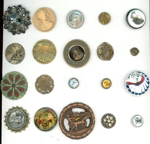 A card of division one and three assorted buttons