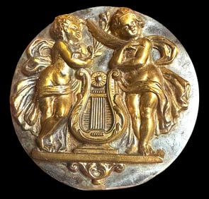 A division one flat steel and brass pictorial button.