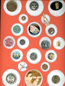 A card of division 1 & 3 assorted material buttons
