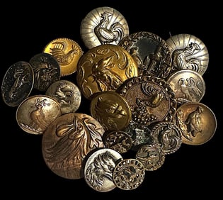 A small bag of assorted picture buttons