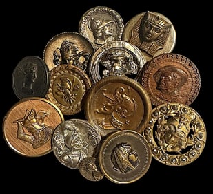 A small bag of assorted picture buttons