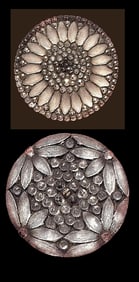 A small card of division one back painted glass buttons