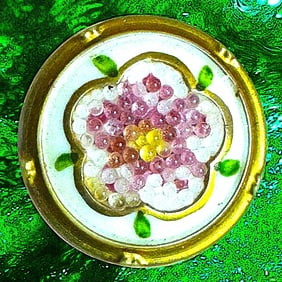 A division one white glass Coralene Button