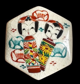 A RARE division three pictorial Japanese Satsuma Button