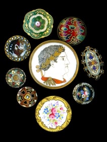 A selection of mostly division one enamel buttons.
