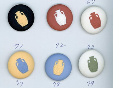 A small card of division three Wedgwood buttons