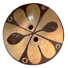 A division three patterned southwest pottery button