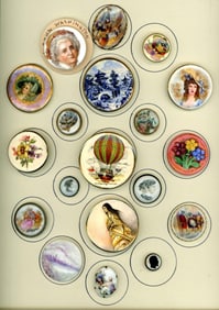 A card of division one and three ceramic buttons
