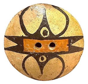 A division three patterned southwest pottery button