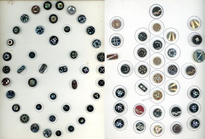2 Cards of division one assorted inlay buttons