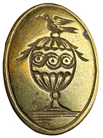 A division one oval pictorial button