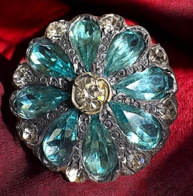 A scarce division one colorful jeweled button