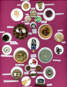 A card of division 1 & 3 assorted material buttons