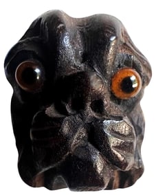 A division one carved realistic shaped wood button