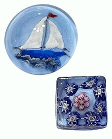 A small card of studio artist glass buttons