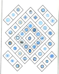 A card of division three glass buttons.